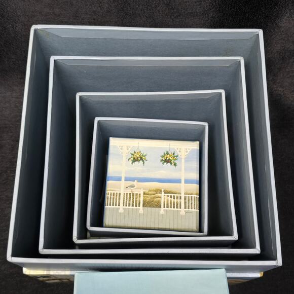 Bobs Endless Summer Beach Home Nesting Boxes Blue 5 Total - Picture 2 of 14